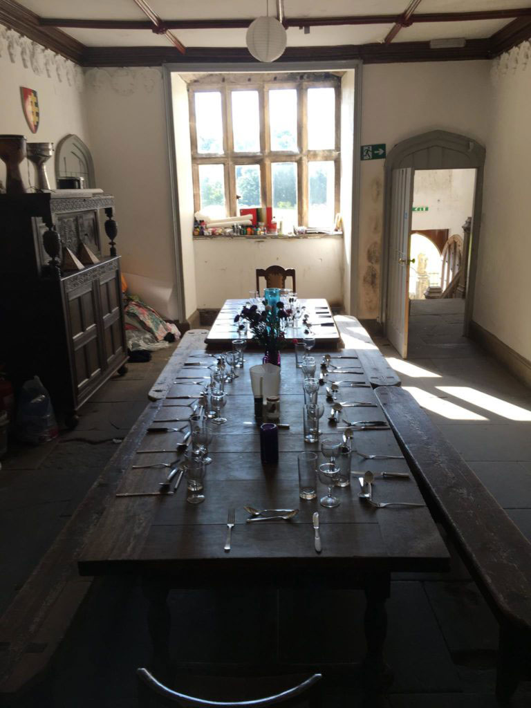 Shared dinner table at a gathering